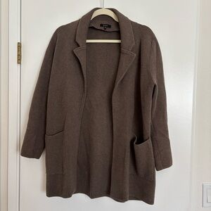 Quince 100% Organic Cotton Knit Blazer in Heather Brown
